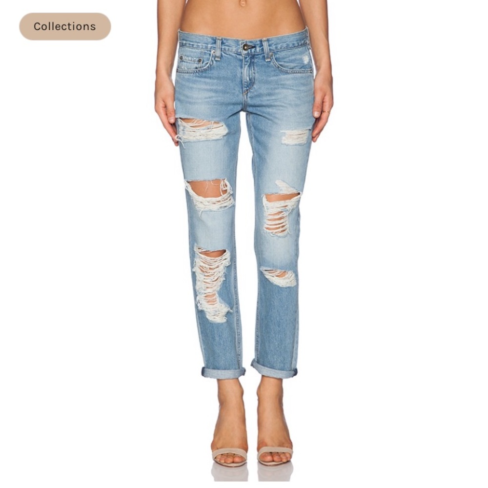 Rag & Bone Destructed Boyfriend Fit in Rebel 25